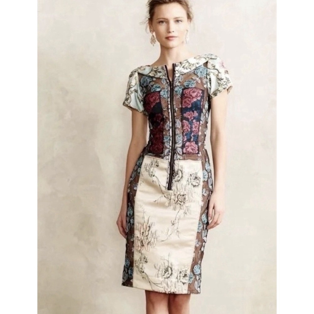 Anthropologie Byron Lars Floral Tapestry Brocade Dress Size 6P Maximalist